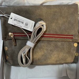 Zippered Leather Crossbody Clutch Hammit